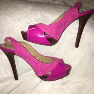 Brand new BCBG hot pink sling back platform heels